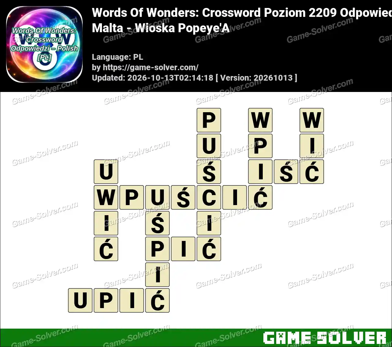 Words Of Wonders: Crossword Poziom 2209 Odpowiedzi – Malta – Wioska Popeye’A